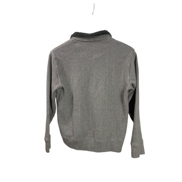 Lands End Mens Herringbone Quarter-Zip Sweater S 34-36 Fleece Lined Collar - Picture 2 of 4
